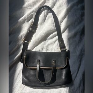 Orla Kiely Black Crossbody Bag with Perforated Leather